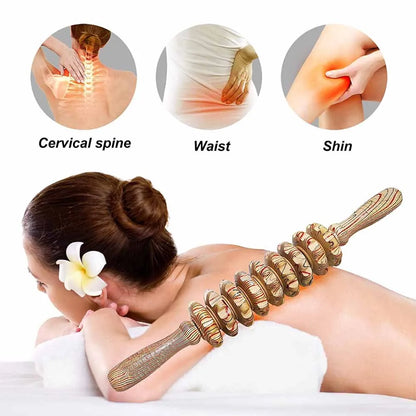 9 Rollers Wooden Massager Handheld Roller Stick